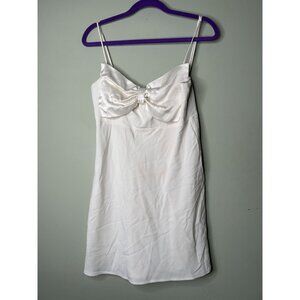 Rixo Libby White Satin Bow Sleeveless Mini Dress Women's Size Medium M 8